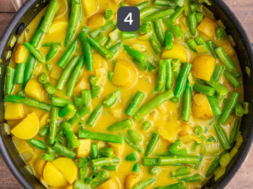 Vegan Green Bean Potato Curry Step 4 - add the green beans.