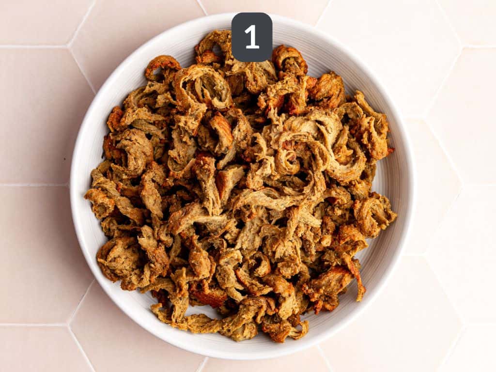 Vegan Cajun Chicken Pasta Step 1 - cook the chicken.