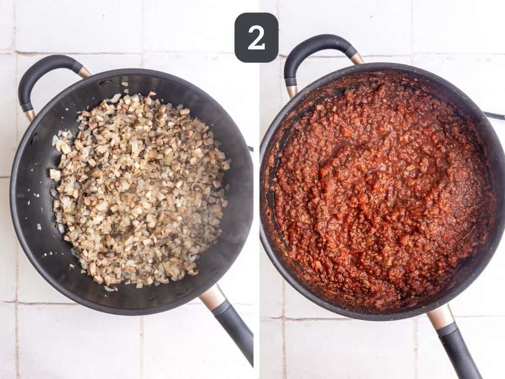 Vegan lasagna step 2 - make the sauce.