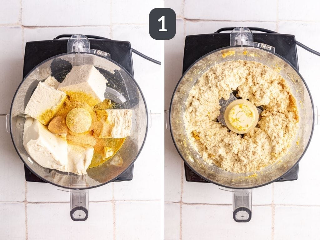Tofu ricotta step 1 - blend the ricotta ingredients.