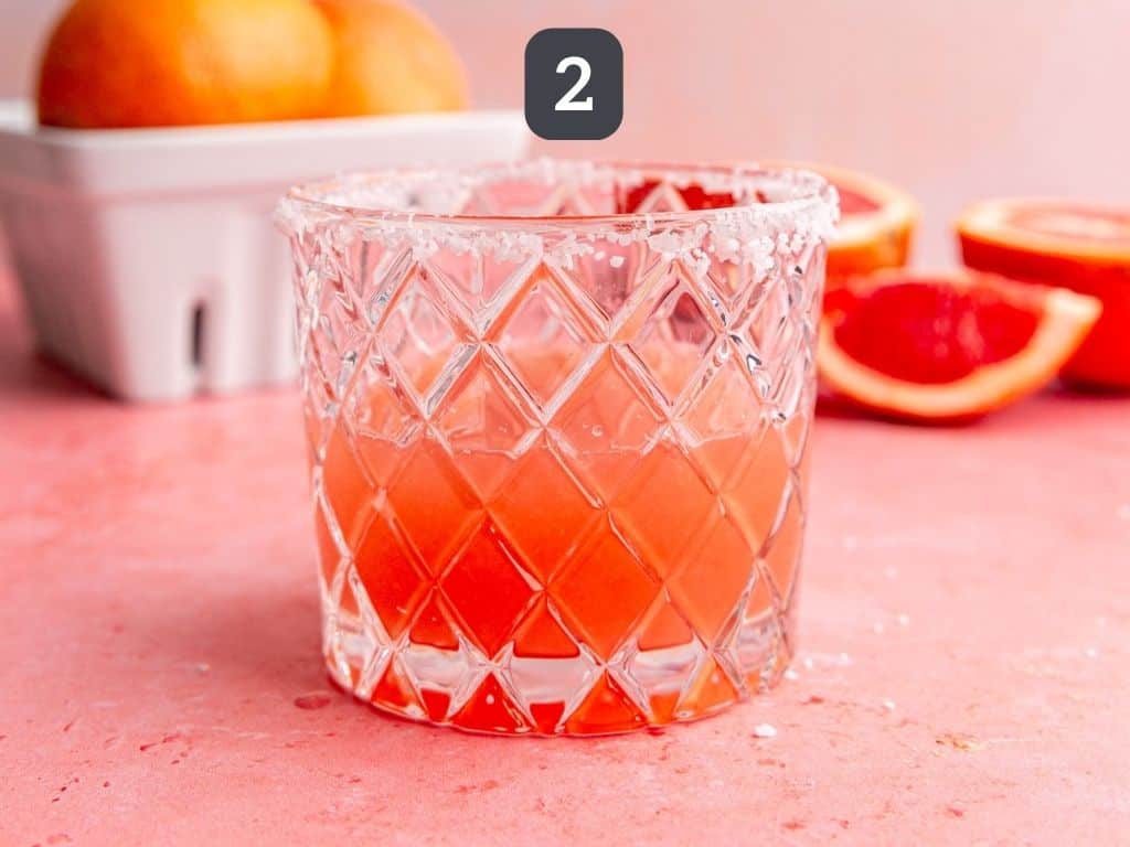 Grapefruit mocktail step 2 - mix the juices and vinegar.