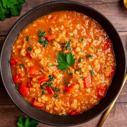 red pepper and lentil soup food image