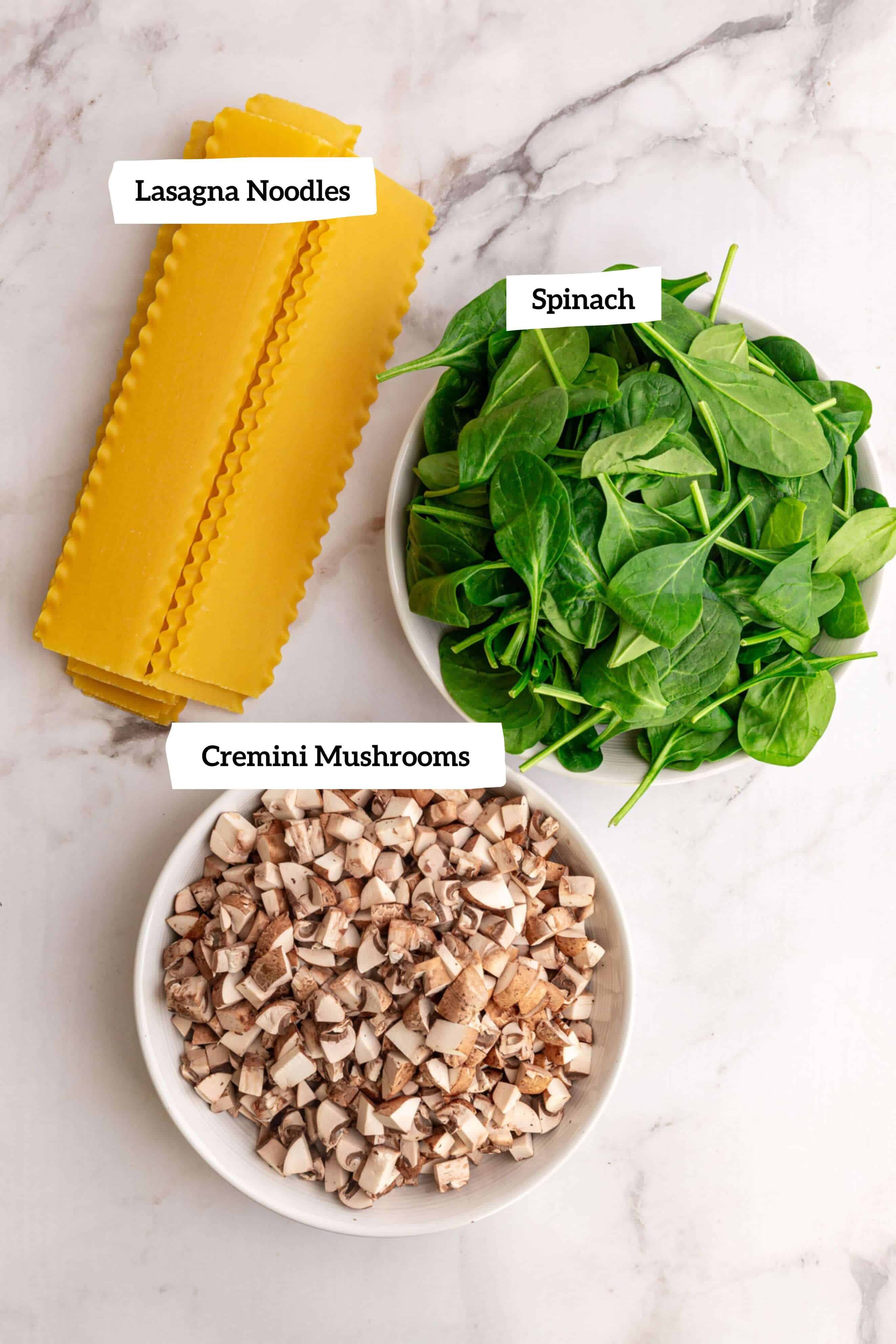 Vegan white lasagna ingredients