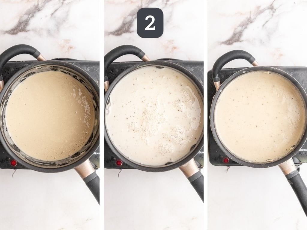Vegan white lasagna step 2 - make the béchamel.