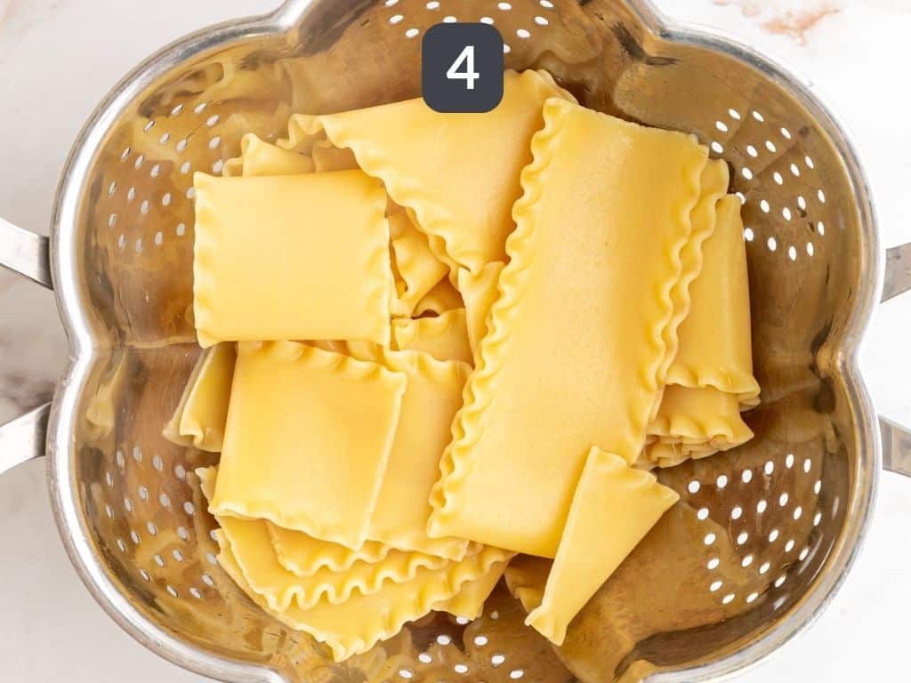 Vegan white lasagna step 4 - cook the noodles.