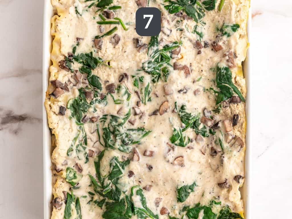 Vegan white lasagna step 7 - bake.