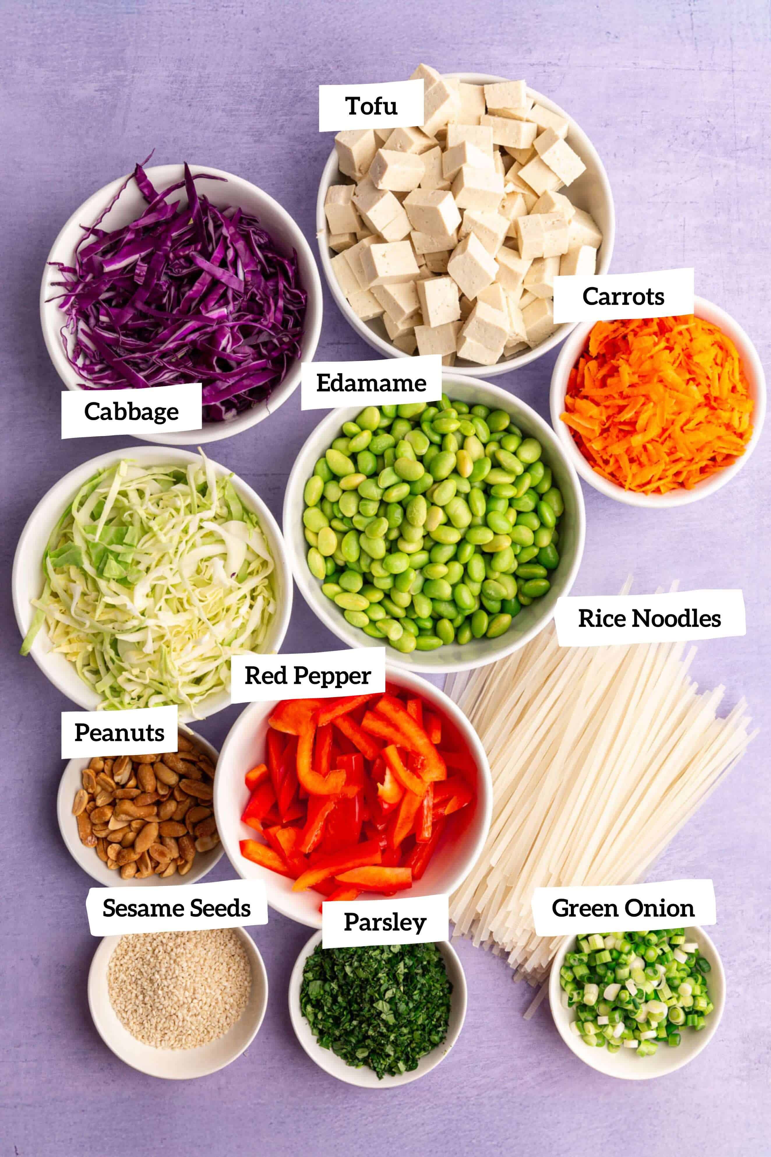 Thai noodle bowl ingredients