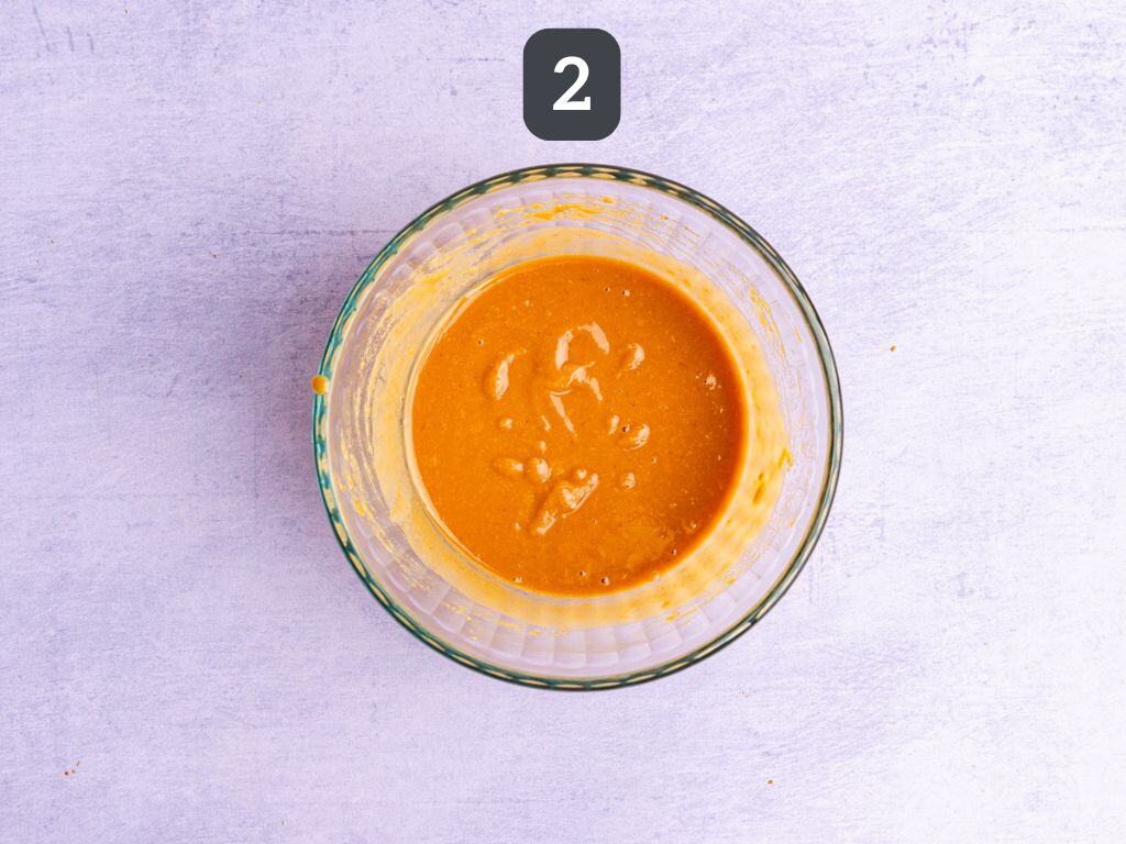 Thai noodle bowl step 2 - mix the dressing ingredients.