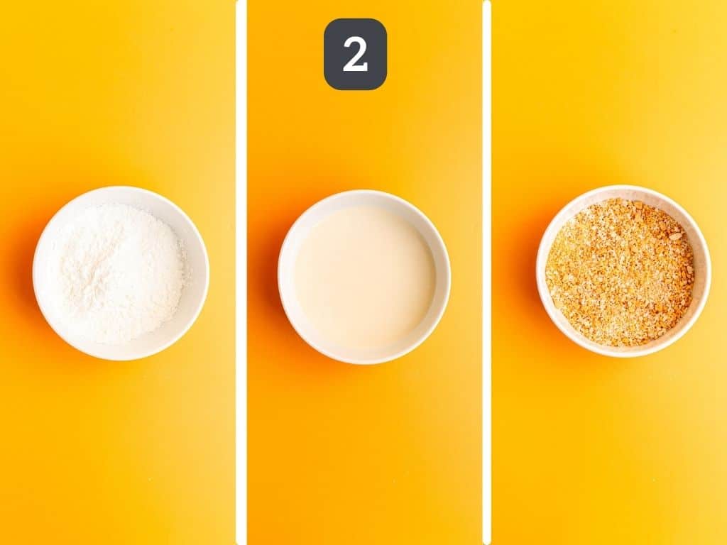 Vegan hot honey step 2 - mix up the ingredients for the breading.