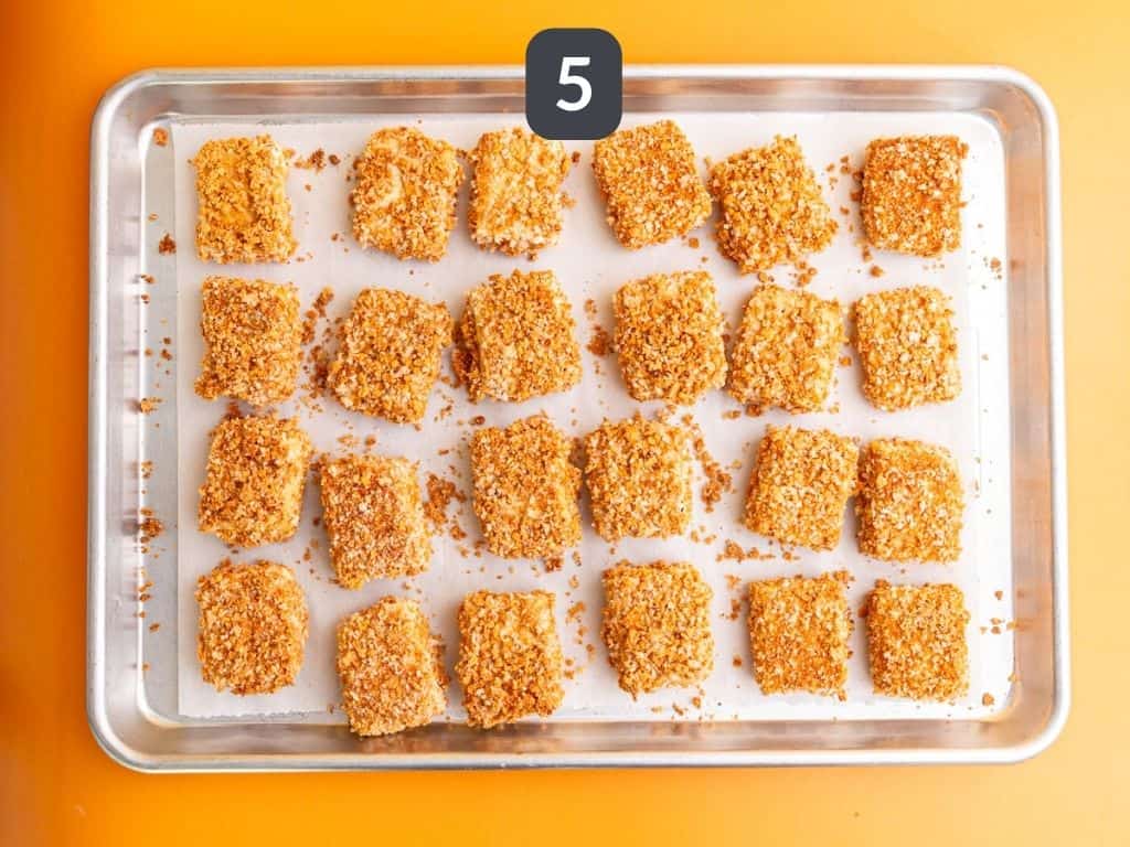 Vegan hot honey step 5 - arrange on a baking sheet and bake.