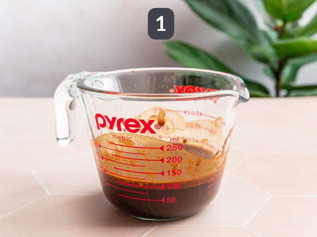 Vegan Protein Coffee Step - mix the coffee and almond powder.