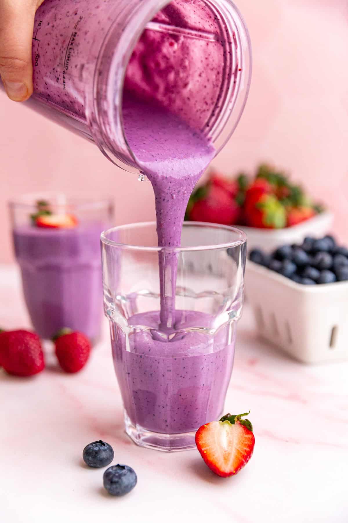 A smoothie poured into a glass.