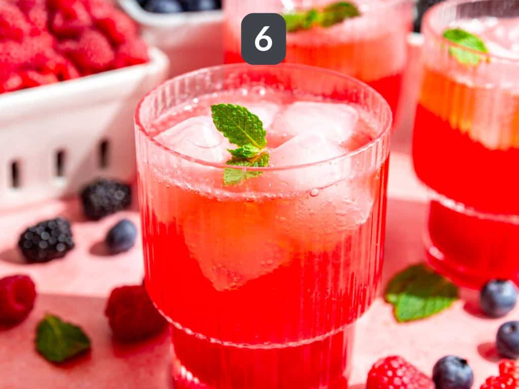 Mixed berry mocktail step 6 - garnish with mint