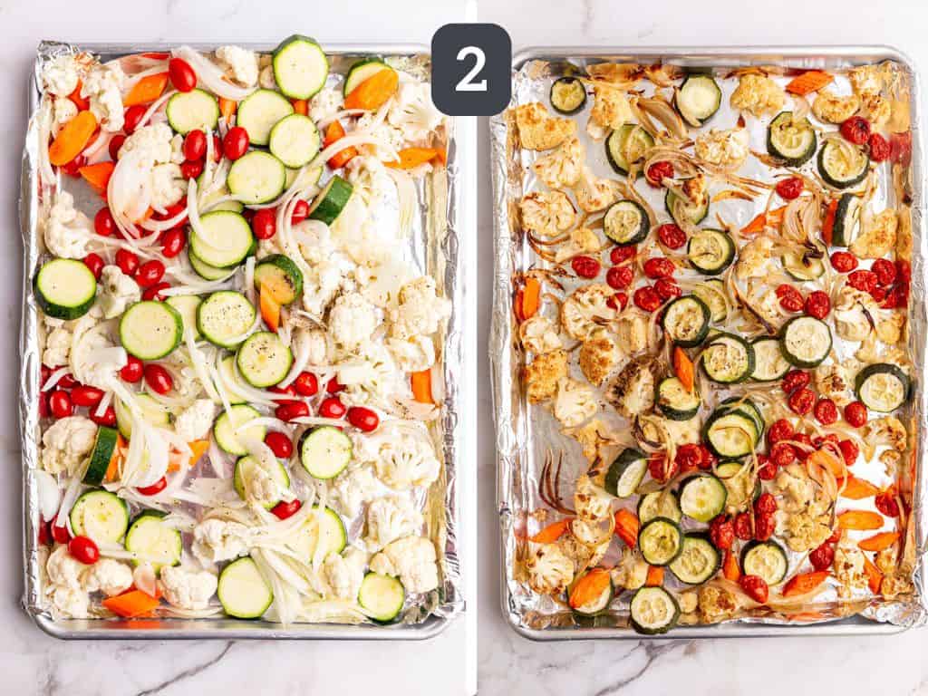 Creamy Vegetable Pasta Sauce step 2 - roast the veggies.