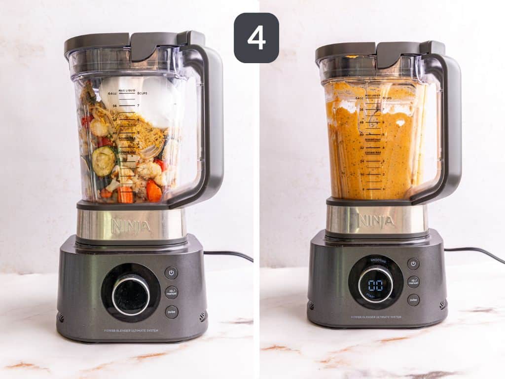 Creamy Vegetable Pasta Sauce step 4 - blend the vegetables and cream cheese.