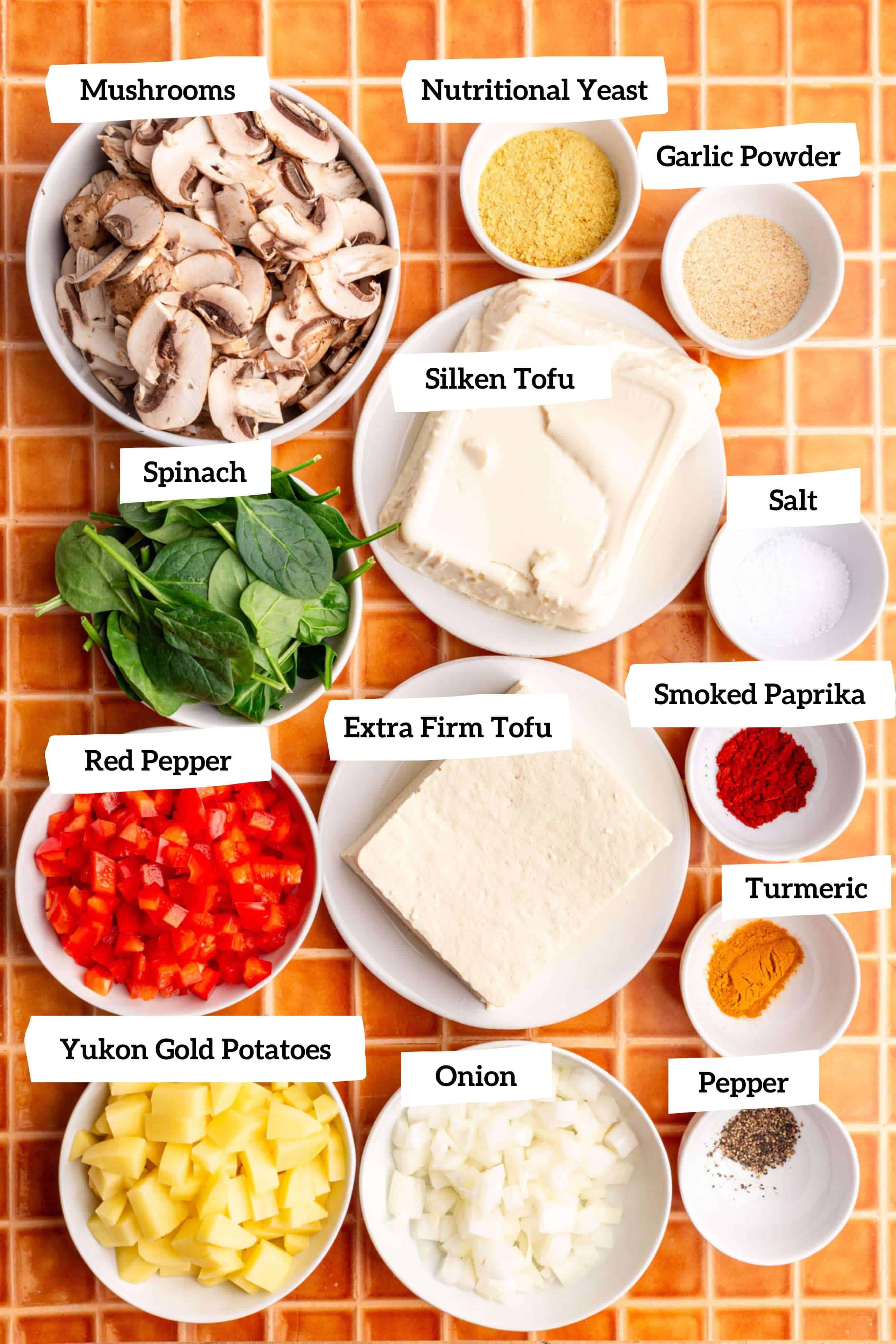 Vegan frittata ingredients