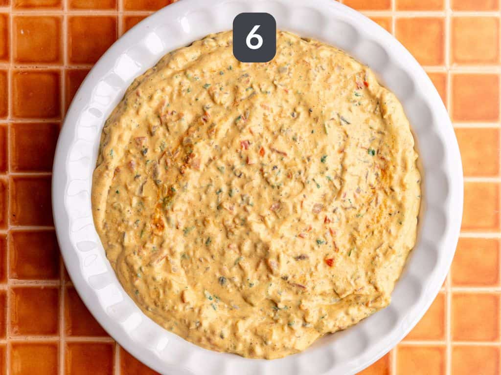 Vegan frittata step 6 - transfer to the prepared pan.