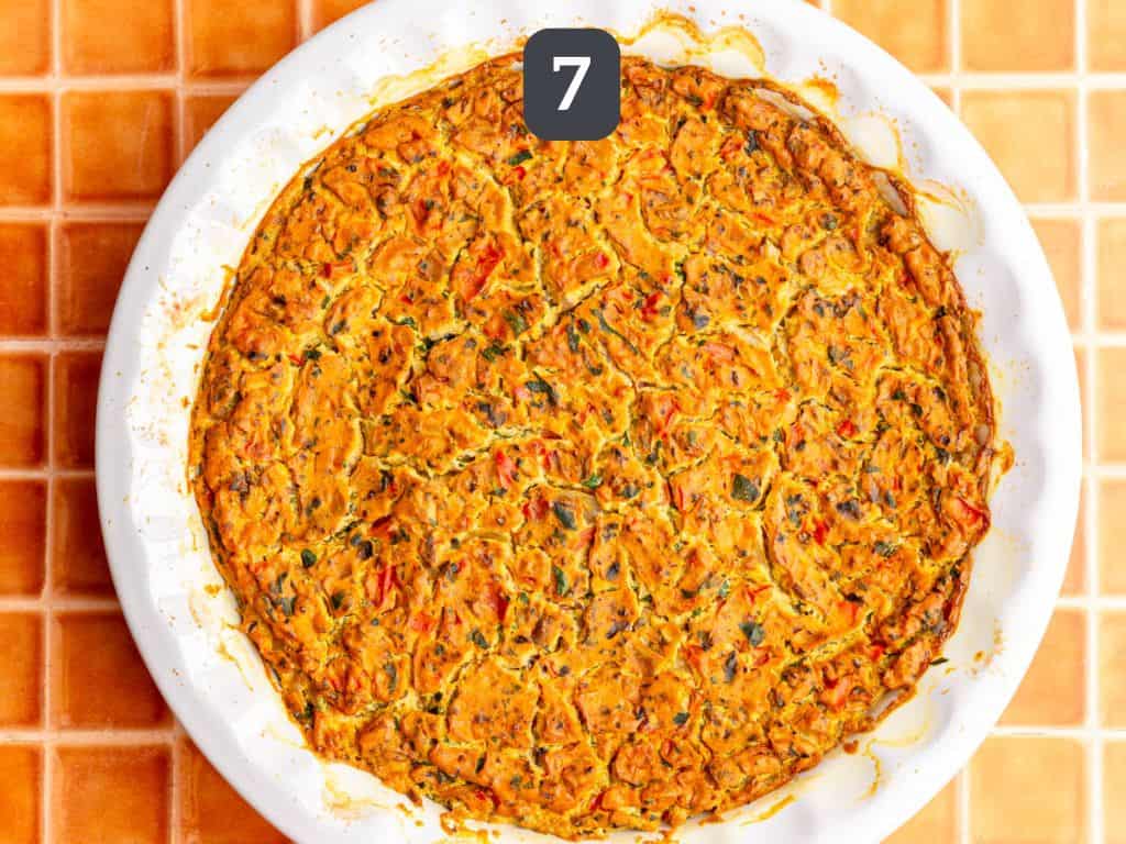 Vegan frittata step 7 - bake and then let cool.