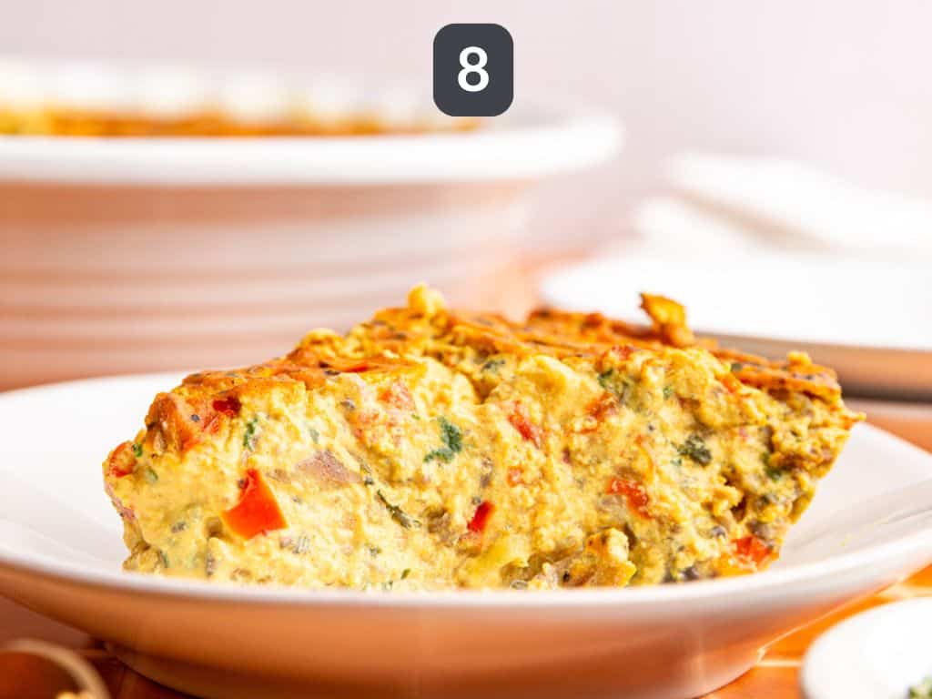 Vegan frittata step 8 - slice and serve.