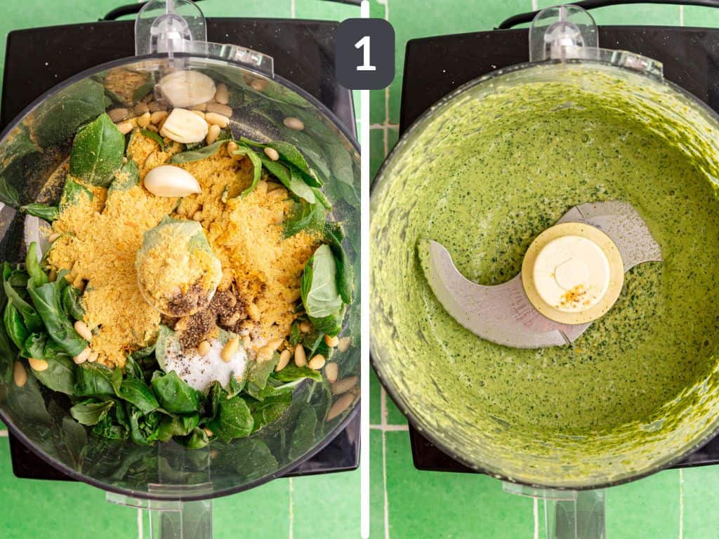 Pesto Bean Salad Step 1 - make the pesto.