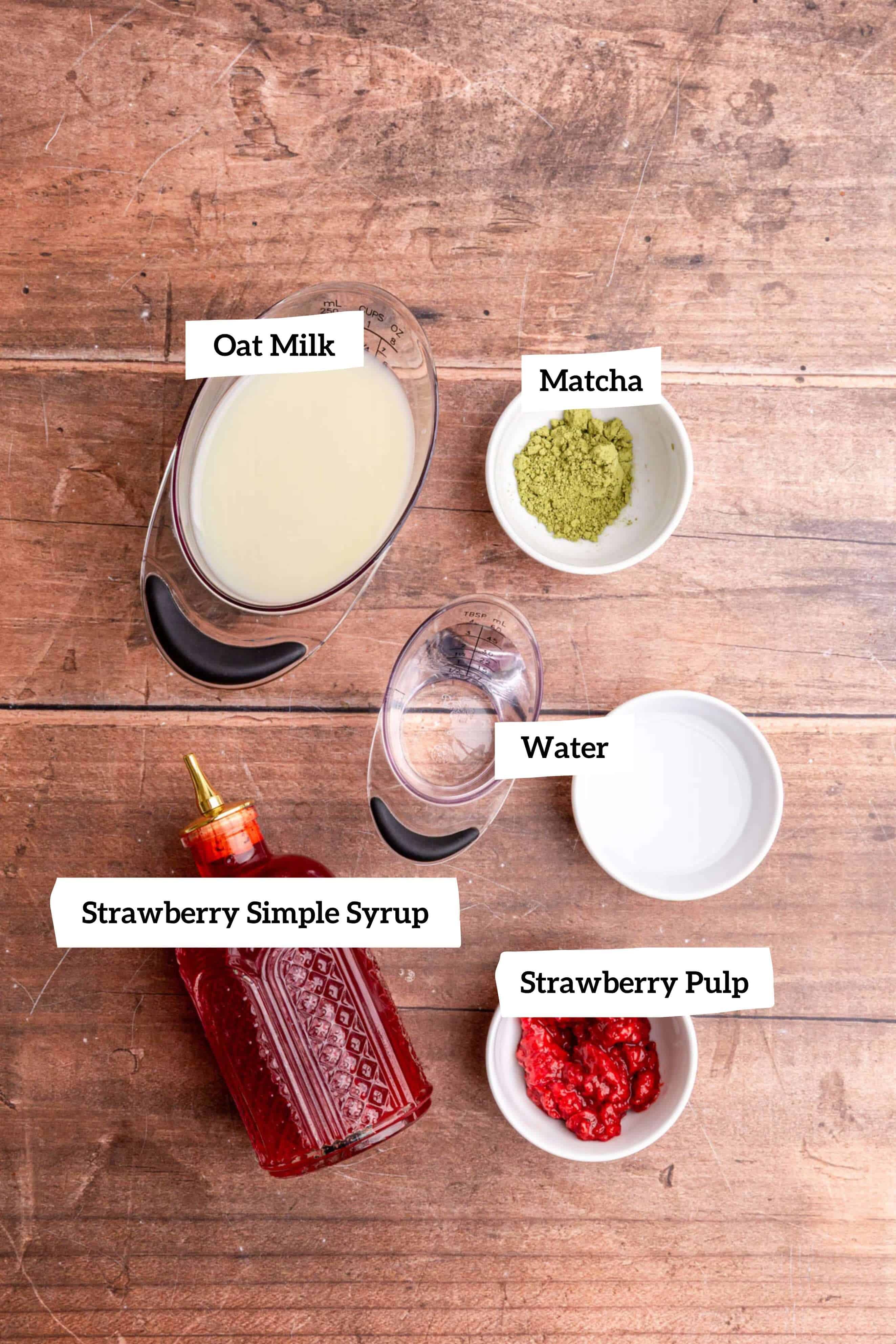 Strawberry Oat Milk Matcha Latte ingredients