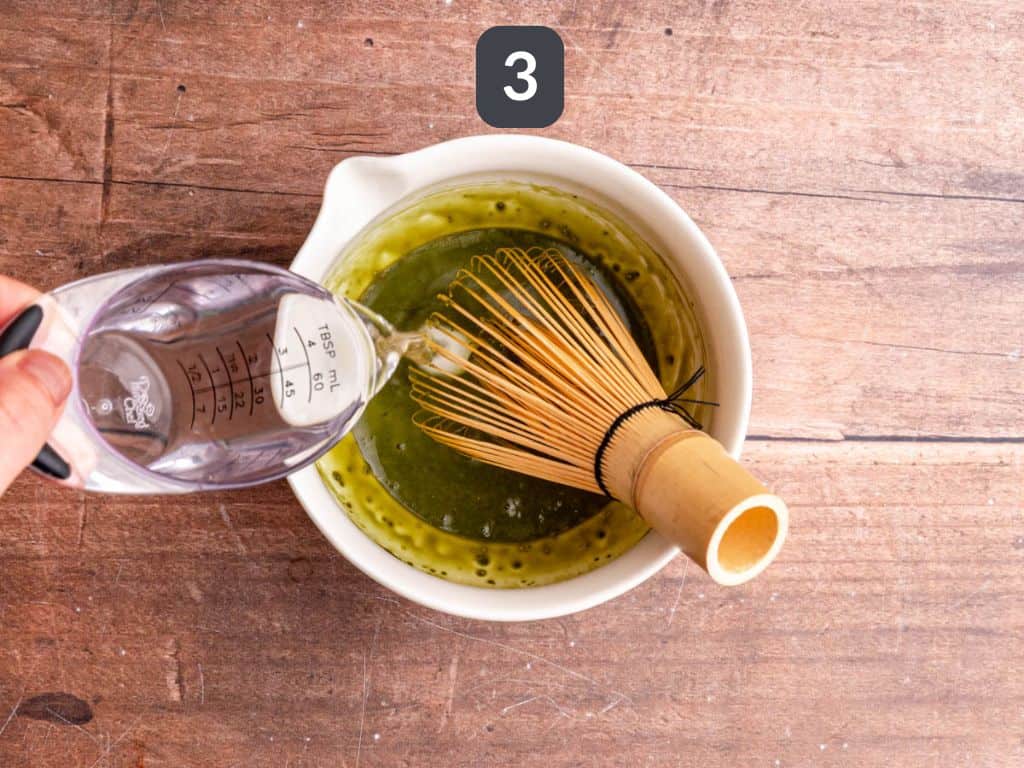 Strawberry Oat Milk Matcha Latte step 3 - add the cold water.