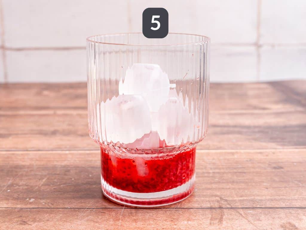 Strawberry Oat Milk Matcha Latte step 5 - add ice.