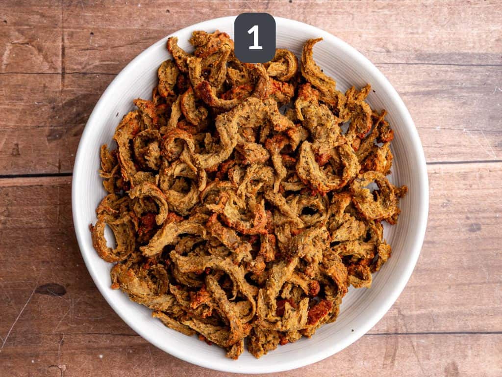 Vegan Marry Me Pasta Step 1 - prepare the chicken.