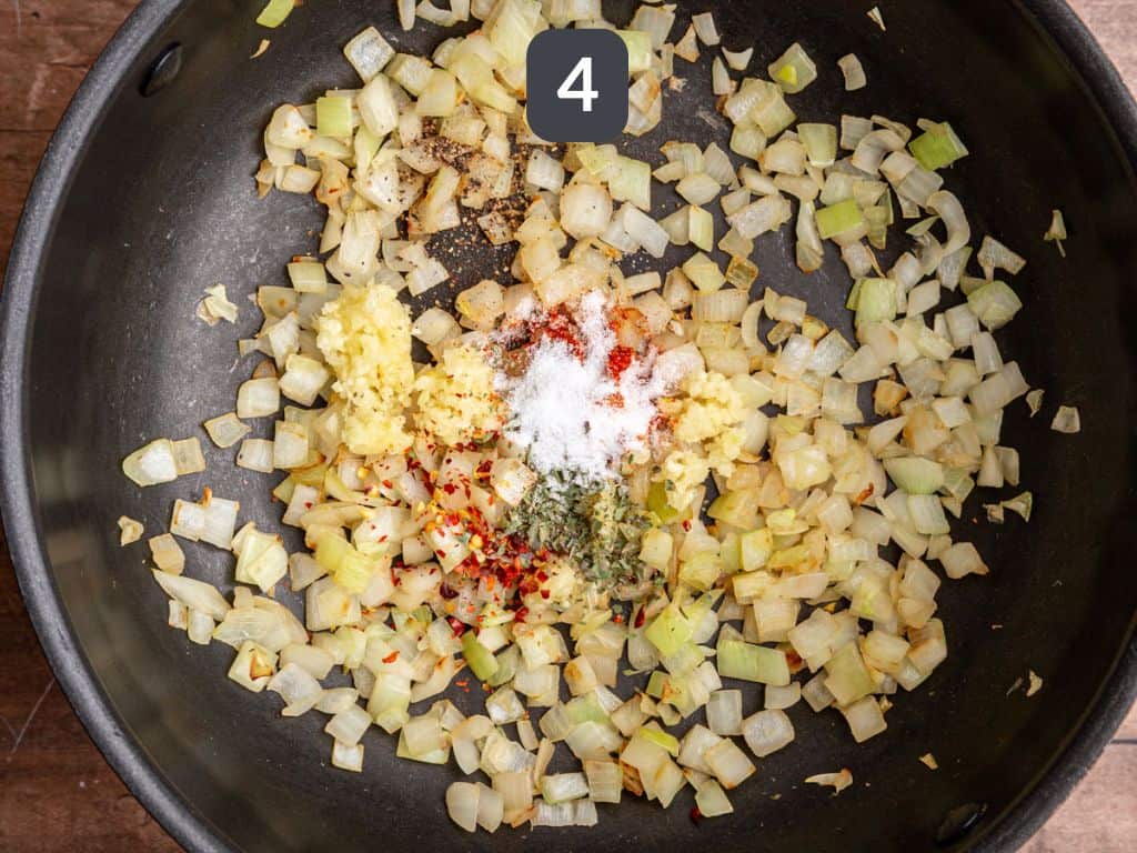 Vegan Marry Me Pasta Step 4 - add the spices.