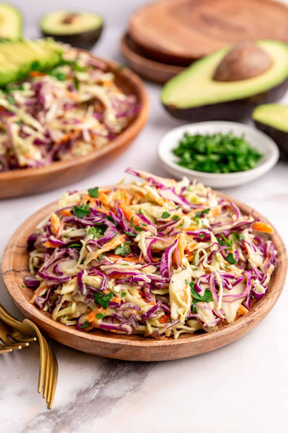 A small plate of avocado slaw.