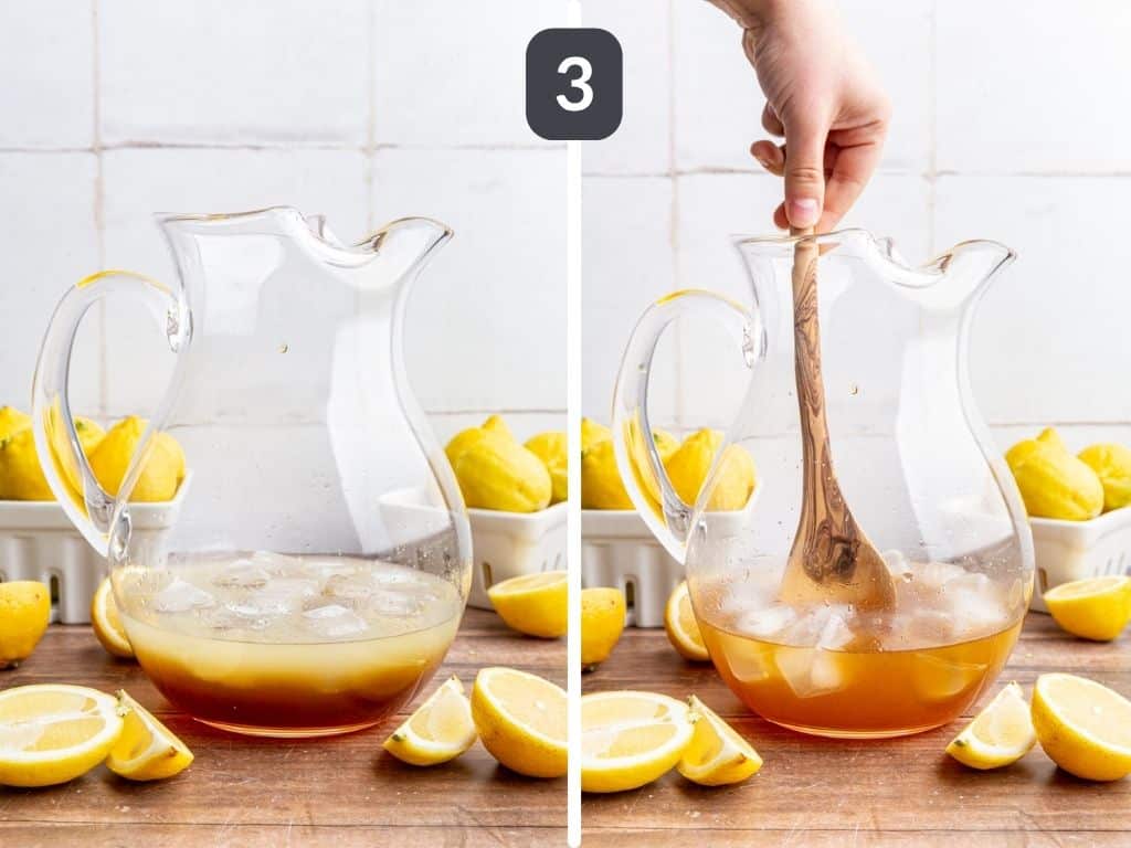 Brown sugar lemonade step 3 - stir in the brown sugar simple syrup