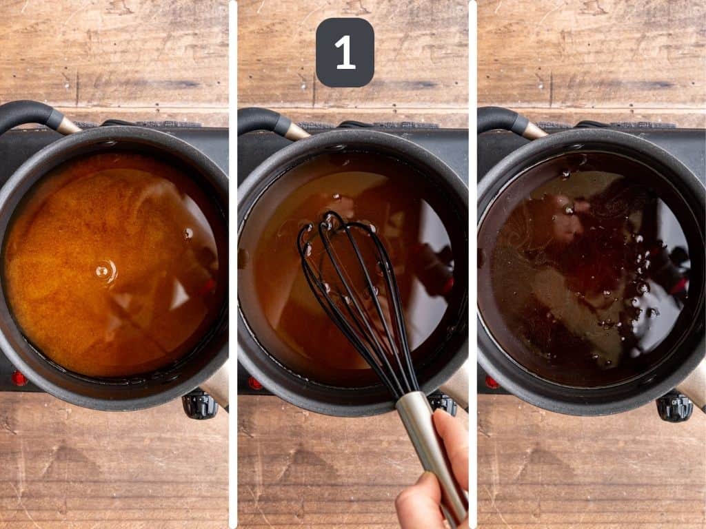 Brown sugar simple syrup step 1 - mix and heat the ingredients