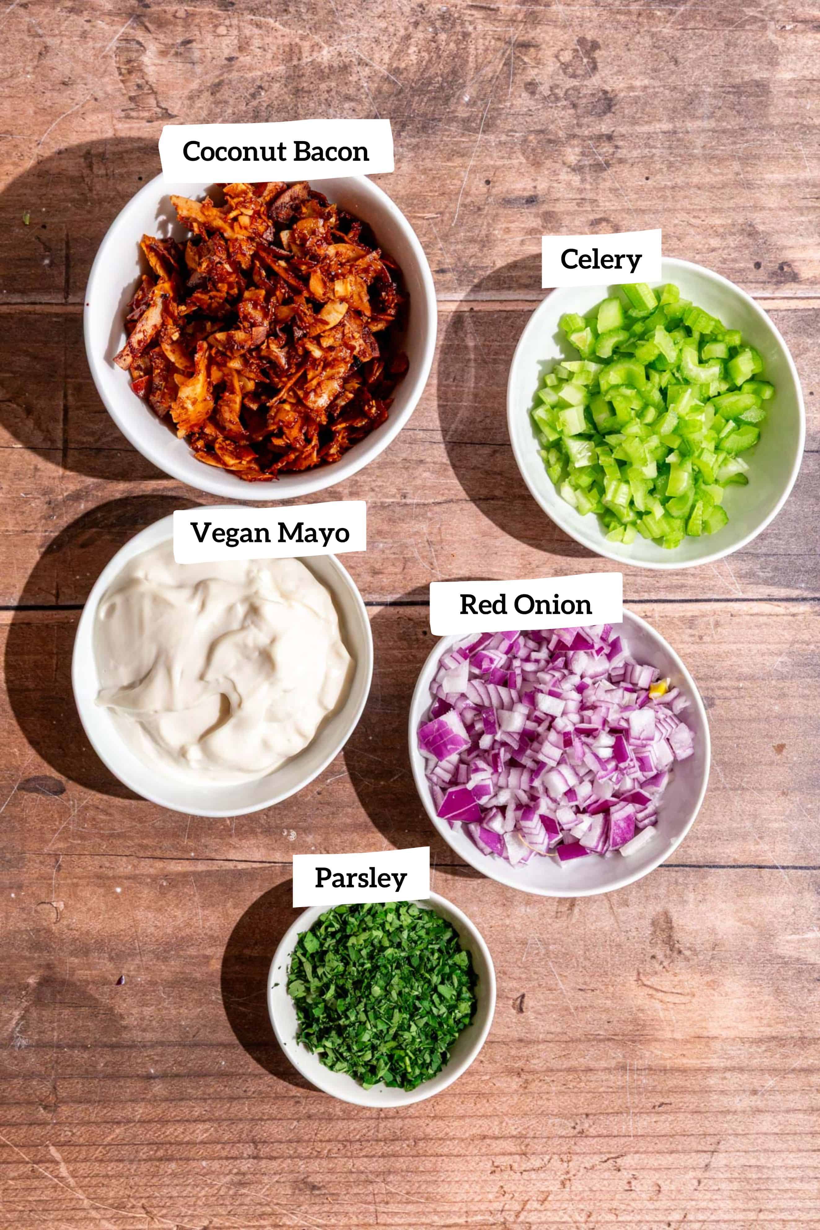 Vegan roasted potato salad, salad ingredients