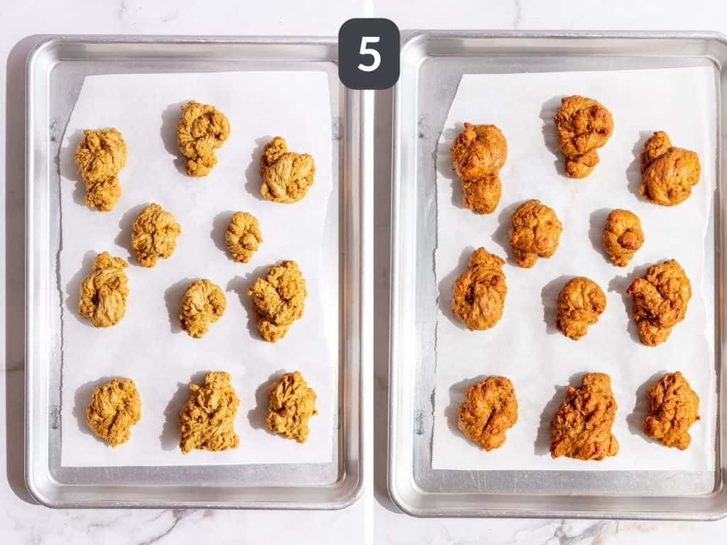 Vegan shredded chicken step 5 - bake.