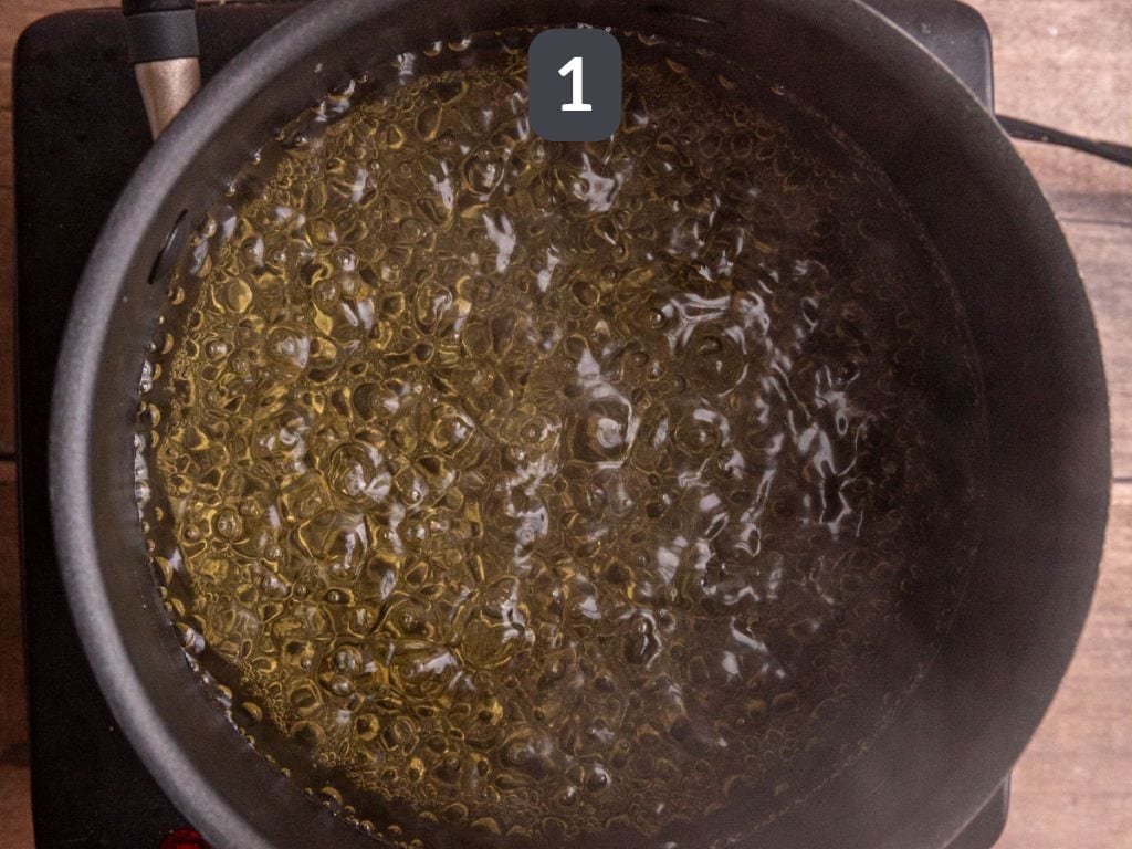 Agave Simple Syrup step 1 - heat the agave and water.