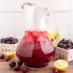 A pitcher of cherry lemonade.
