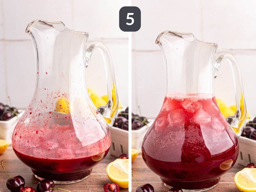 Cherry Lemonade step 5 - add ice, water and stir