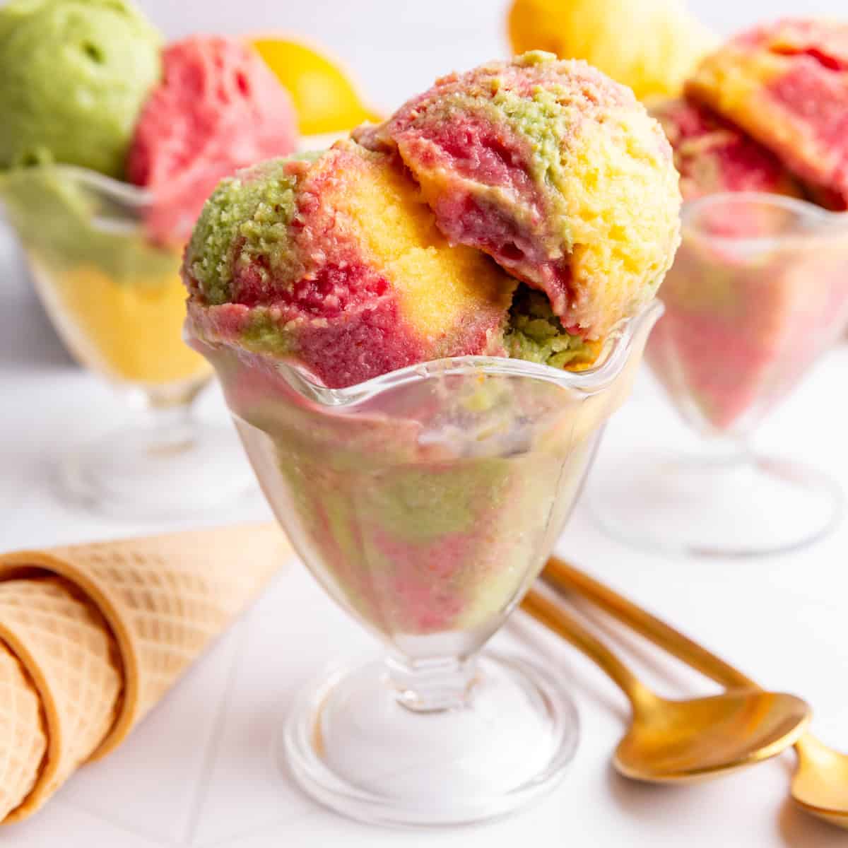No Churn Dairy Free Orange Sherbet (with Rainbow Variation) - At