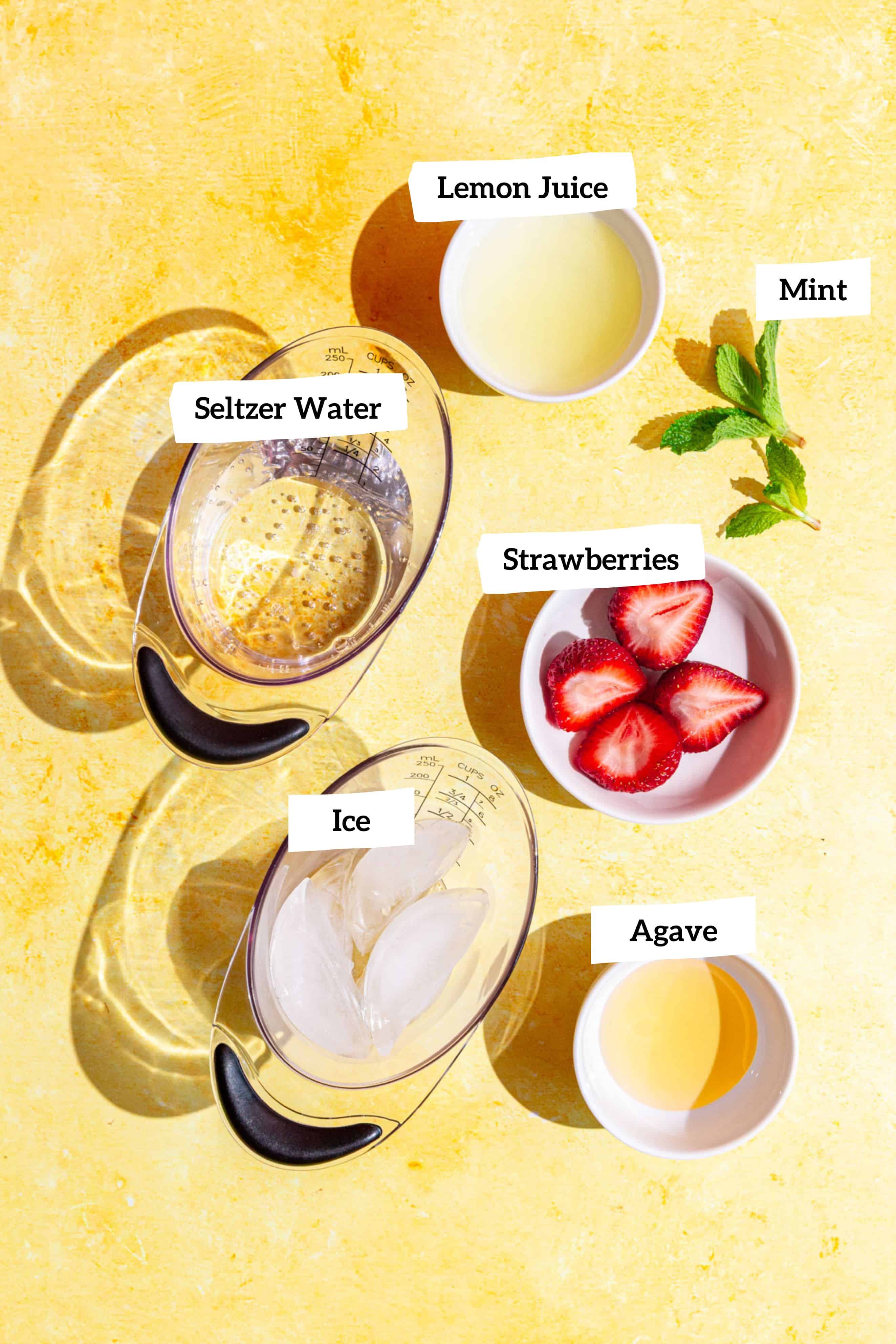 Strawberry Pink Lemonade Mocktail ingredients