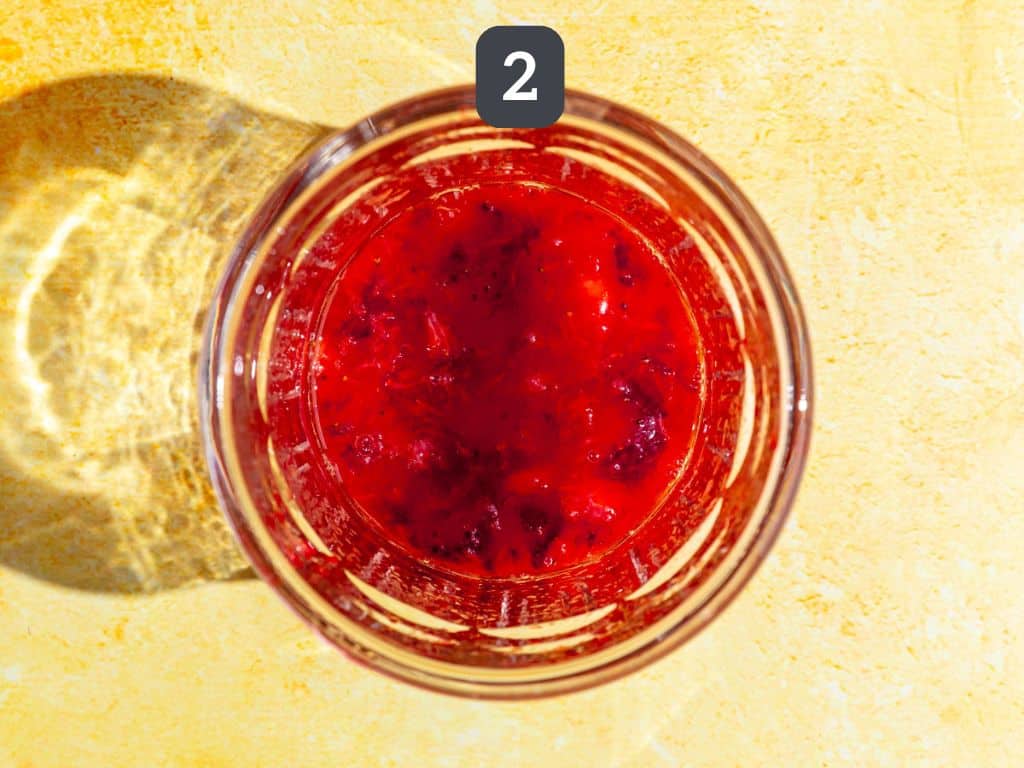 Strawberry Pink Lemonade Mocktail step 2 - add lemon juice and sweetener.