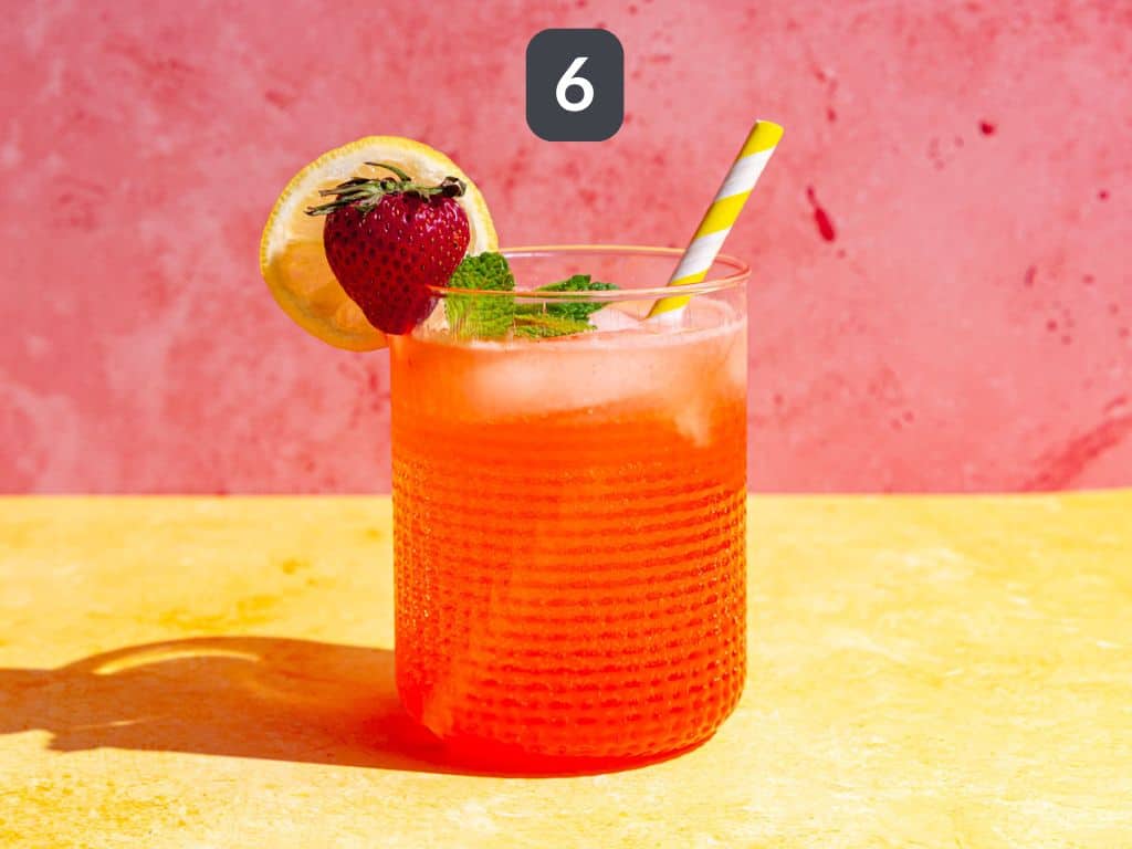 Strawberry Pink Lemonade Mocktail step 6 - garnish with mint.