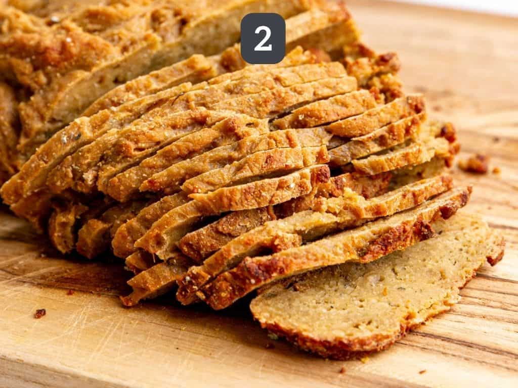 Vegan club sandwich step 2 - make the seitan turkey