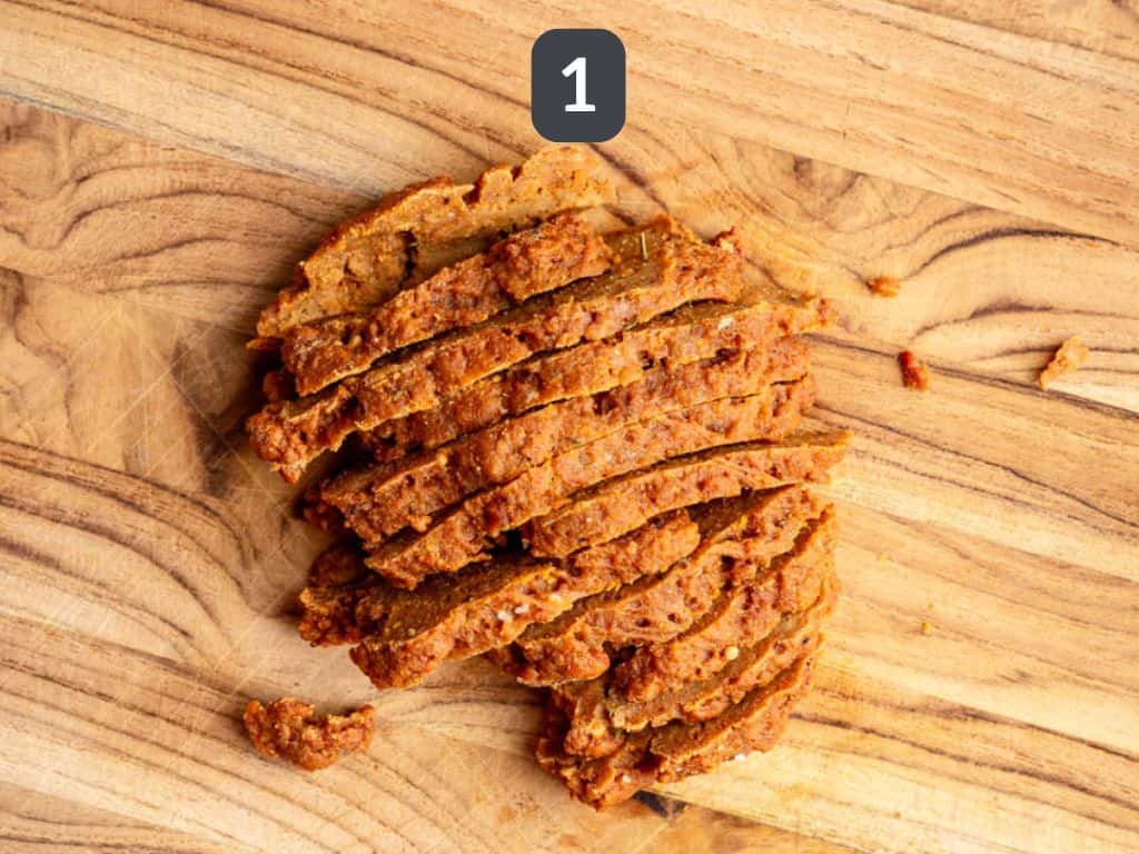 Vegan Philly Cheesesteak Step 1 - make the steak.