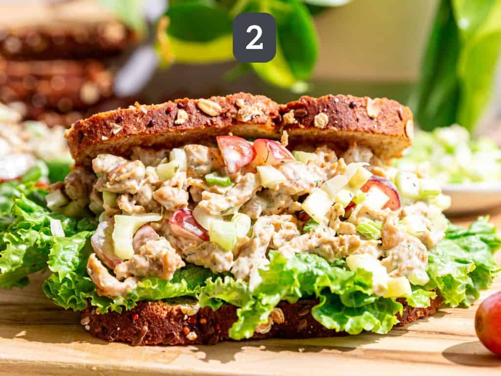 Vegan Protein Chicken Salad Step 2 - serve sandwich style.