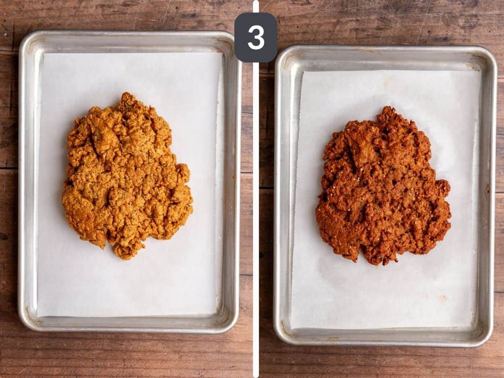 Vegan Seitan Pastrami Beef Deli Meat Step 3 - bake the seitan.