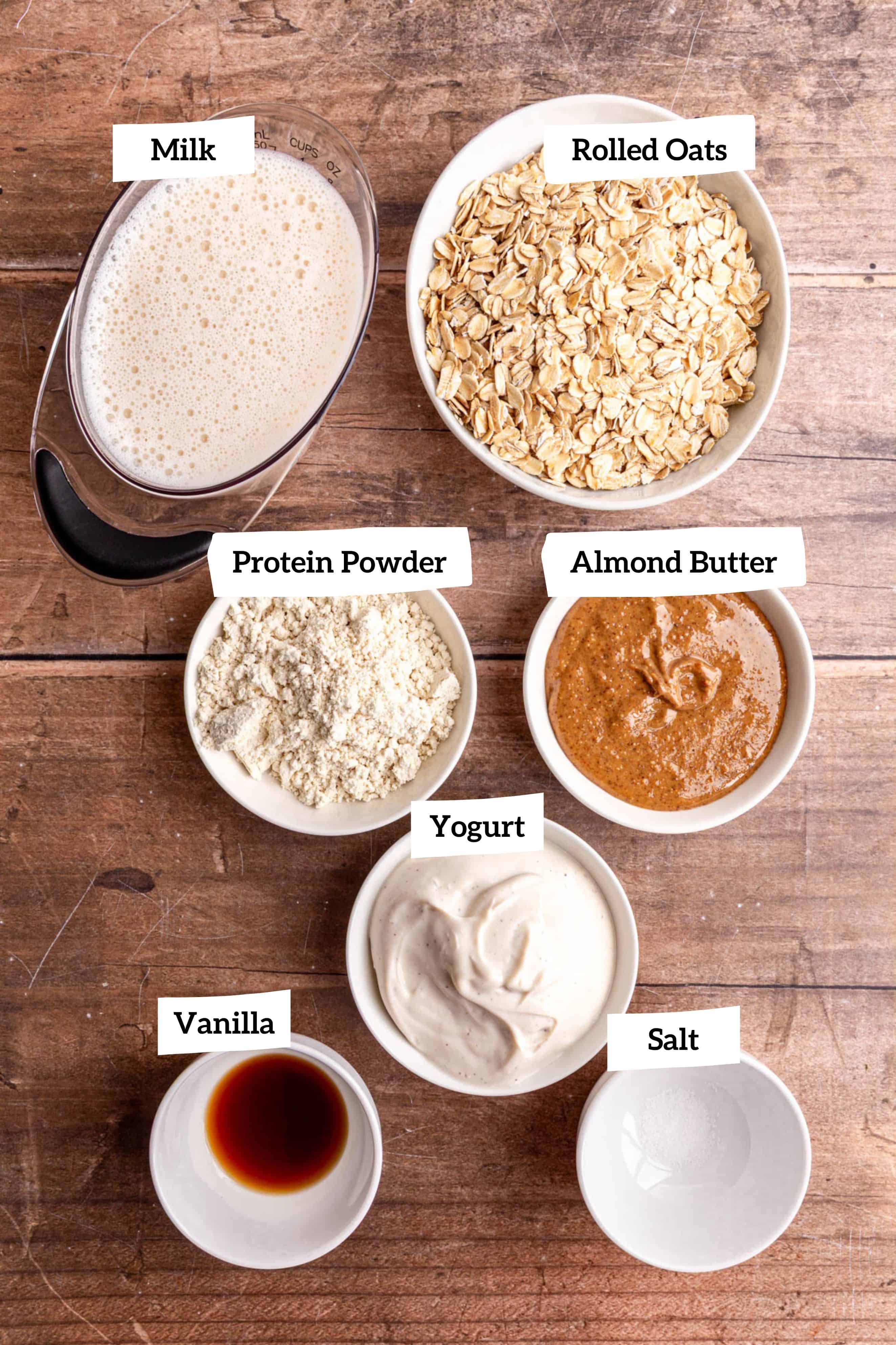 Almond Butter Overnight Oat ingredients.
