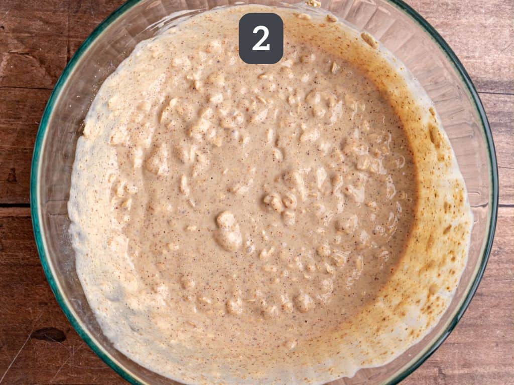 Almond butter overnight oats step 2 - refrigerate overnight.