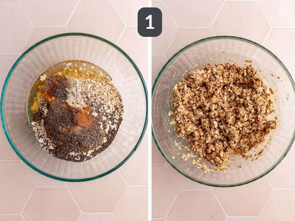 Almond Butter Protein Balls Step 1 - mix all the ingredients.