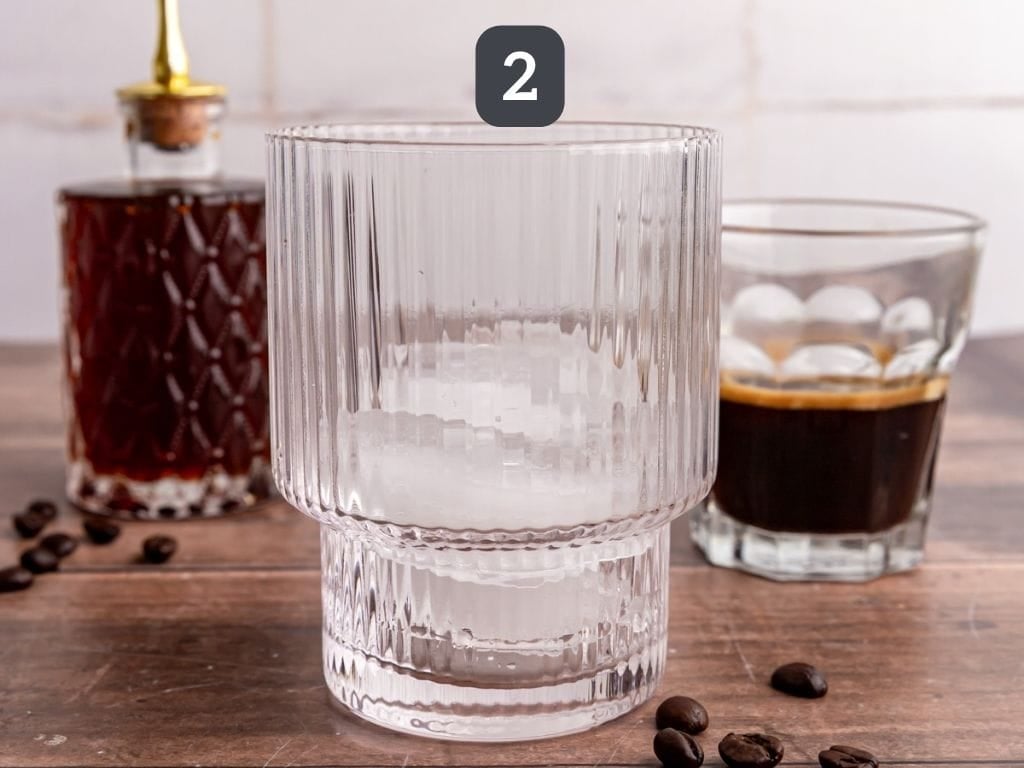 Brown Sugar Oat Milk Latte Step 2 - add ice to your glass.
