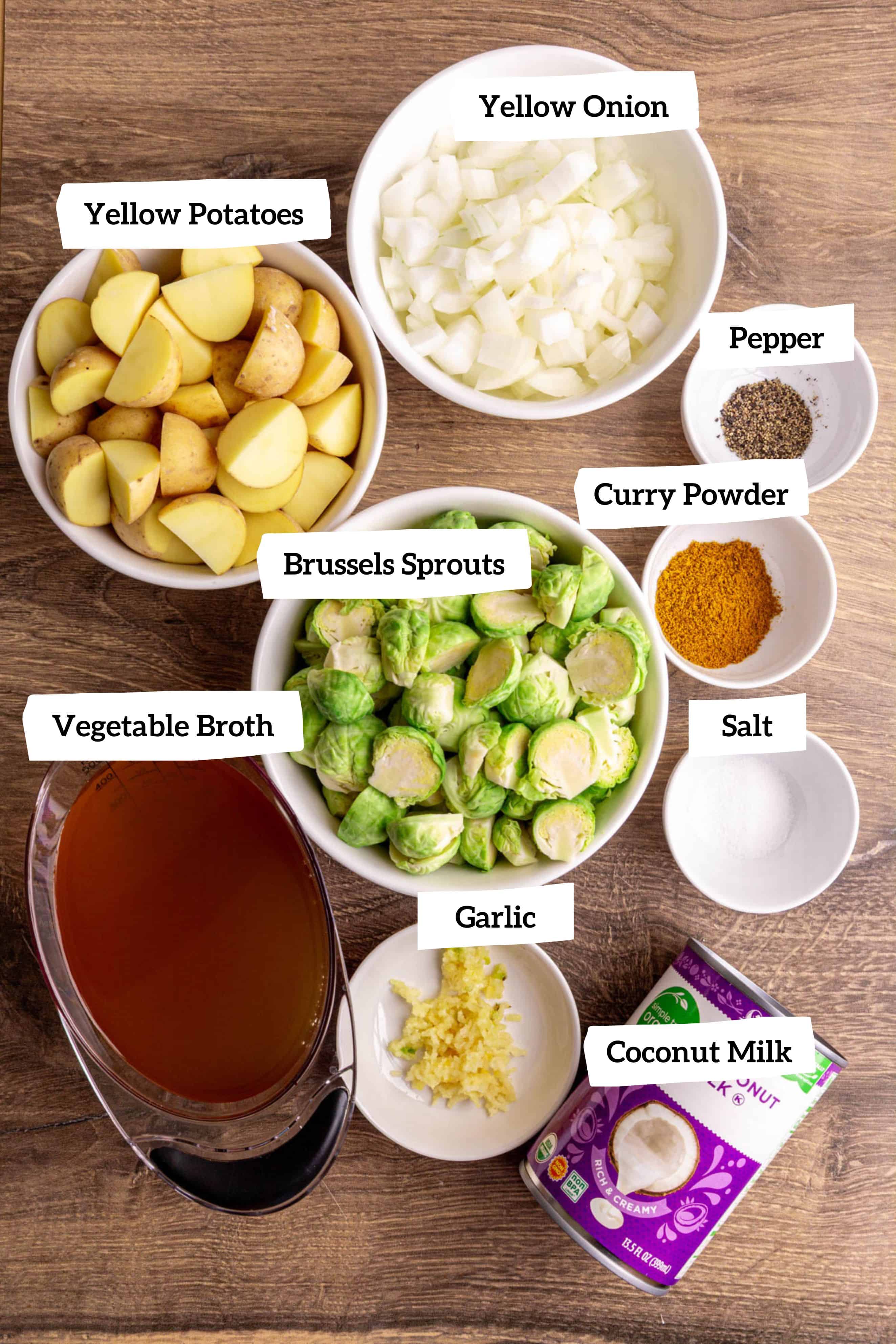 Brussels sprouts curry ingredients